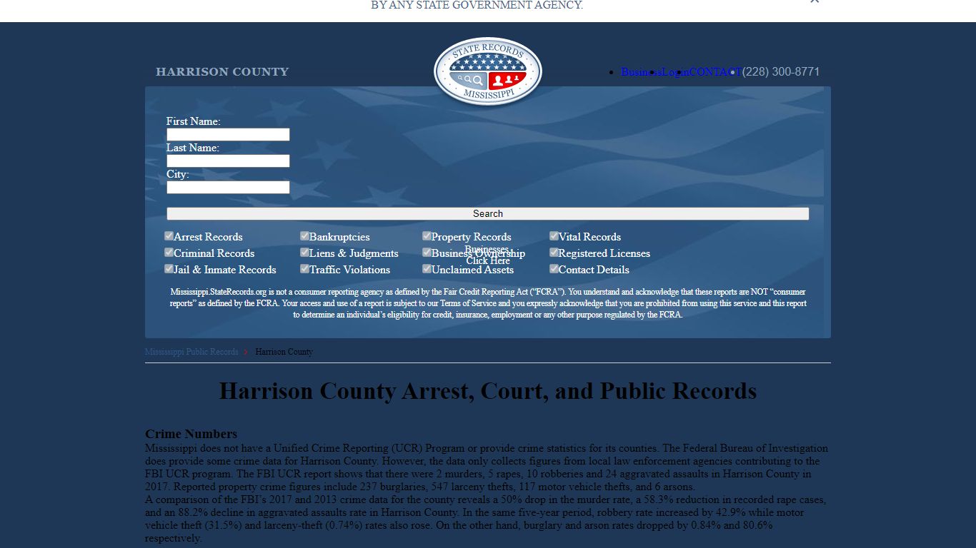 Harrison County Arrest, Court, and Public Records